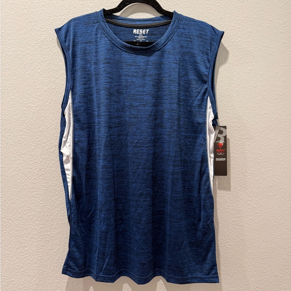 💪 NWT Men’s Reset Blue Sleeveless Athletic Shirt – Size XXL